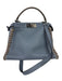 Fendi Dusty Blue Leather silver tone hardware Color Block Whipstich Detail Bag Dusty Blue / M