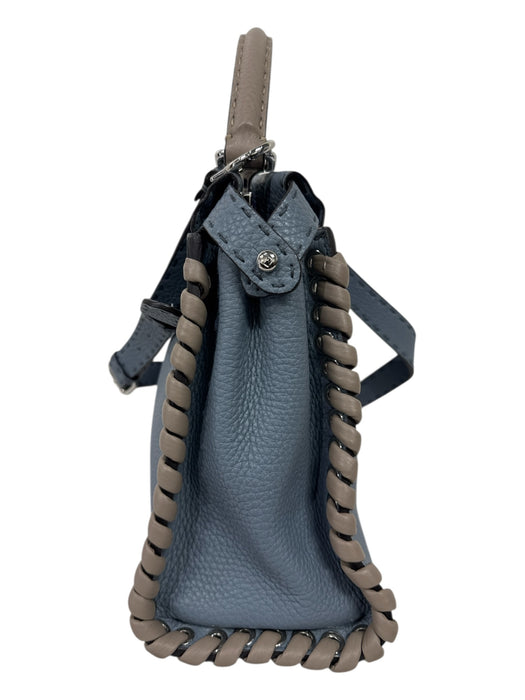 Fendi Dusty Blue Leather silver tone hardware Color Block Whipstich Detail Bag Dusty Blue / M