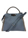 Fendi Dusty Blue Leather silver tone hardware Color Block Whipstich Detail Bag Dusty Blue / M
