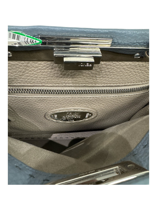 Fendi Dusty Blue Leather silver tone hardware Color Block Whipstich Detail Bag Dusty Blue / M