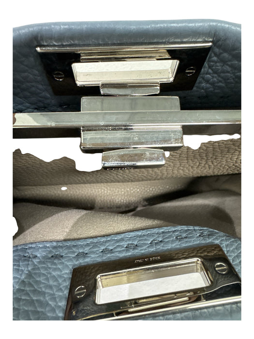 Fendi Dusty Blue Leather silver tone hardware Color Block Whipstich Detail Bag Dusty Blue / M