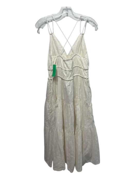 Ulla Johnson Size 8 Cream White Cotton Spaghetti Strap dots Square Neck Dress Cream White / 8