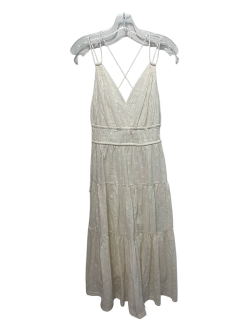 Ulla Johnson Size 8 Cream White Cotton Spaghetti Strap dots Square Neck Dress Cream White / 8