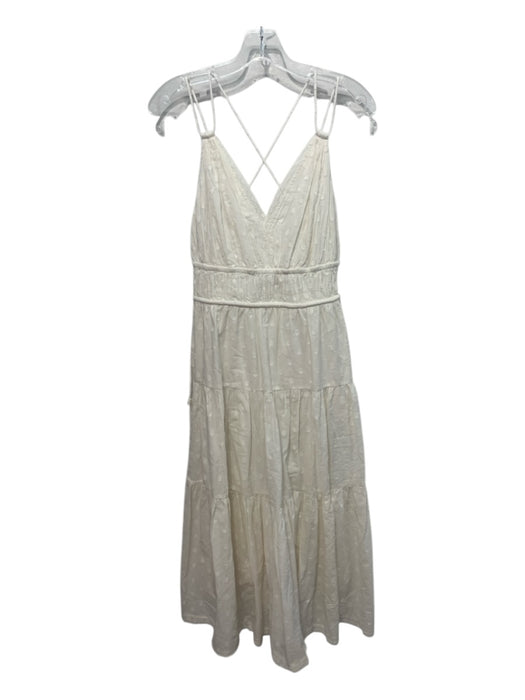 Ulla Johnson Size 8 Cream White Cotton Spaghetti Strap dots Square Neck Dress Cream White / 8