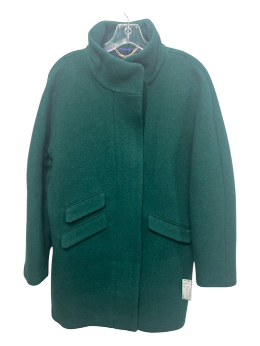 J Crew Emerald Green Wool Blend Solid Zip Front Coat Emerald Green / 10