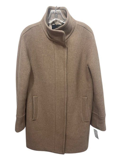 J Crew Light Brown Wool Blend Solid Zip Front Coat Light Brown / 8