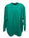 Maeve Size M Green Linen & Cotton Button Front Long Cuff Sleeve Collared Top Green / M