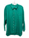 Maeve Size M Green Linen & Cotton Button Front Long Cuff Sleeve Collared Top Green / M
