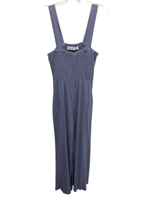 FP Beach Size M Purple Linen & Polyester Wide Leg smocked Jumpsuit Purple / M