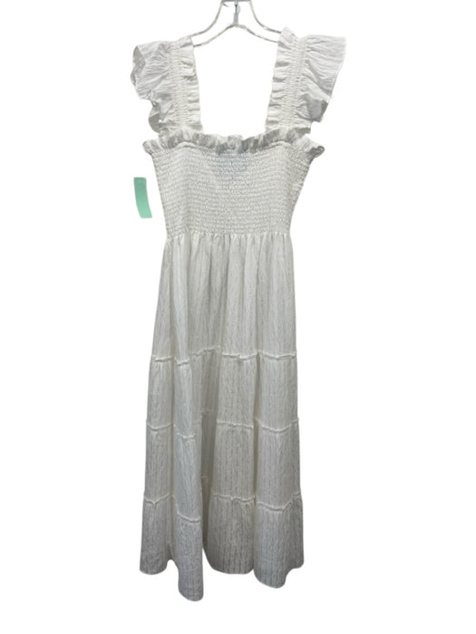 Hill House Size M White Cotton Tiered Ruffle Smocked Dress White / M