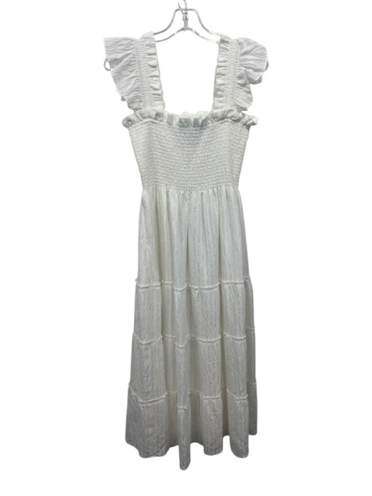 Hill House Size M White Cotton Tiered Ruffle Smocked Dress White / M