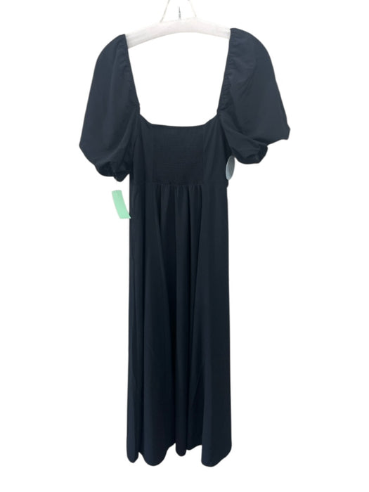 Hill House Size M Black Cotton Puff Sleeves Smocked Dress Black / M