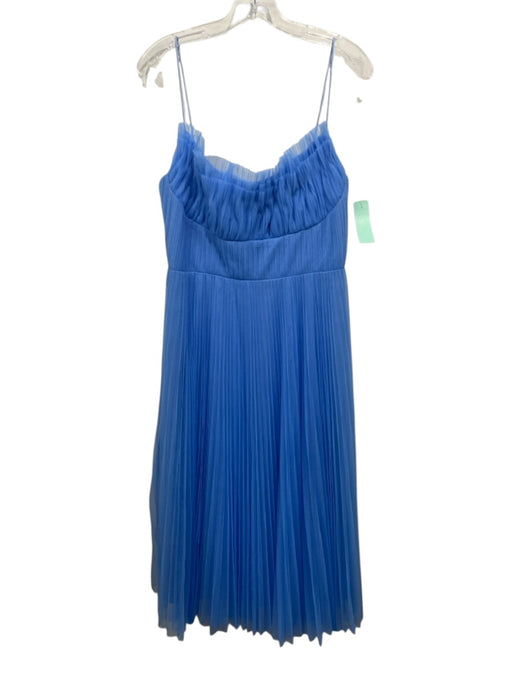 Monique Lhuillier Size 8 Blue Polyester Spaghetti Straps Pleated Tulle Dress Blue / 8