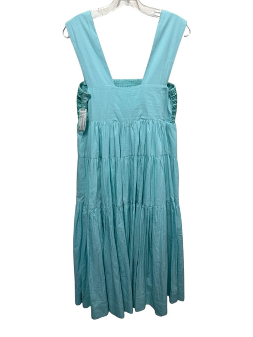 Anthropologie Size XS Aqua Blue Cotton Tiered Sleeveless Square Neck Dress Aqua Blue / XS