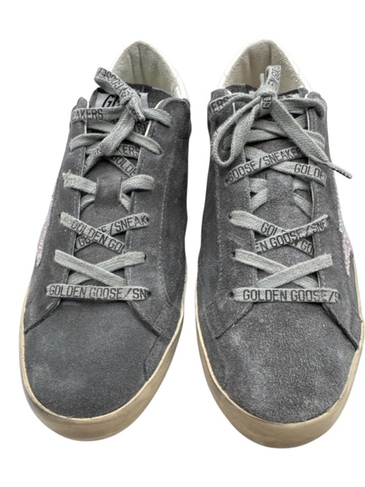 Golden Goose Shoe Size 41 Gray & White Leather Suede Low Top Glitter Sneakers Gray & White / 41