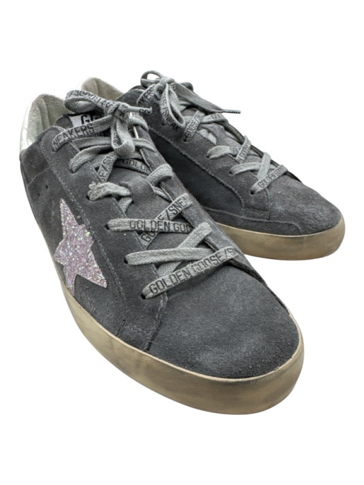 Golden Goose Shoe Size 41 Gray & White Leather Suede Low Top Glitter Sneakers Gray & White / 41