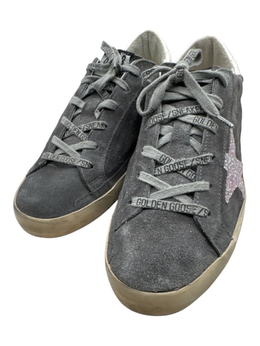 Golden Goose Shoe Size 41 Gray & White Leather Suede Low Top Glitter Sneakers Gray & White / 41