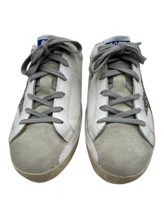 Golden Goose Shoe Size 40 White & Grey Leather Suede Glitter Sneakers White & Grey / 40