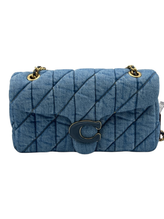 Coach Blue Textile Quilted Denim Chain Strap Bag Blue