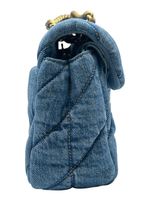 Coach Blue Textile Quilted Denim Chain Strap Bag Blue