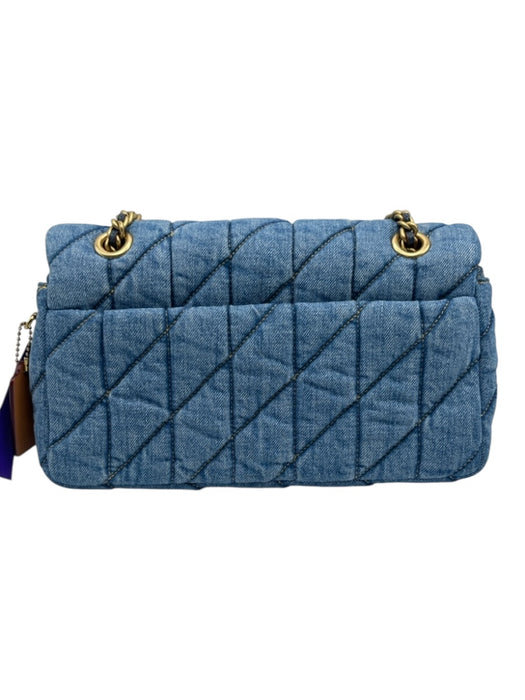 Coach Blue Textile Quilted Denim Chain Strap Bag Blue