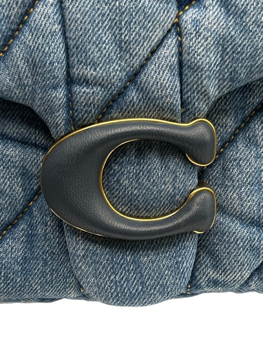 Coach Blue Textile Quilted Denim Chain Strap Bag Blue