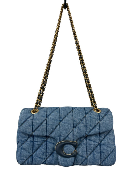 Coach Blue Textile Quilted Denim Chain Strap Bag Blue