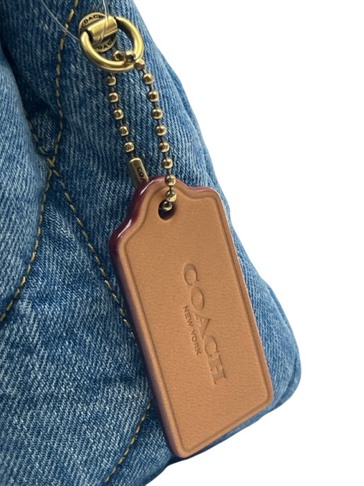 Coach Blue Textile Quilted Denim Chain Strap Bag Blue