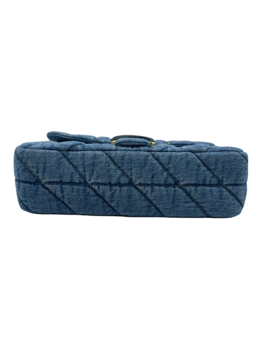 Coach Blue Textile Quilted Denim Chain Strap Bag Blue