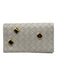 Bottega Veneta Ivory Calfskin Leather Woven Crossbody Snap Button Wallets Ivory