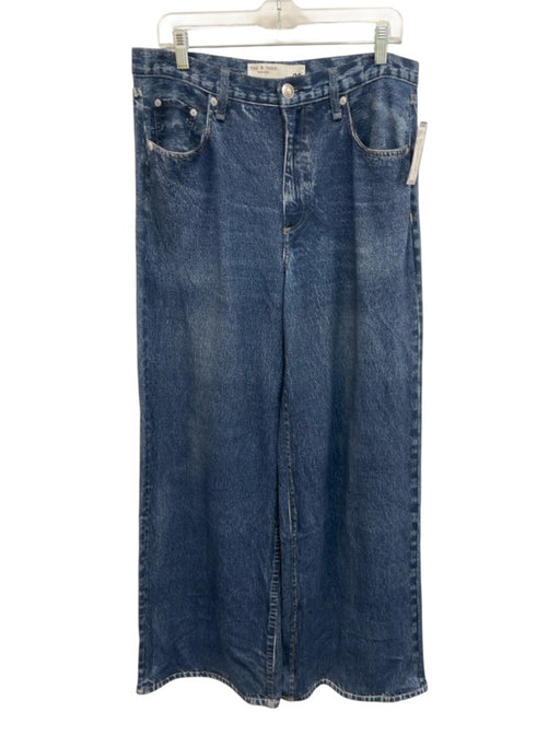 Rag & Bone Size 30 Blue Cotton Zip & Button Printed Pockets Pants Blue / 30