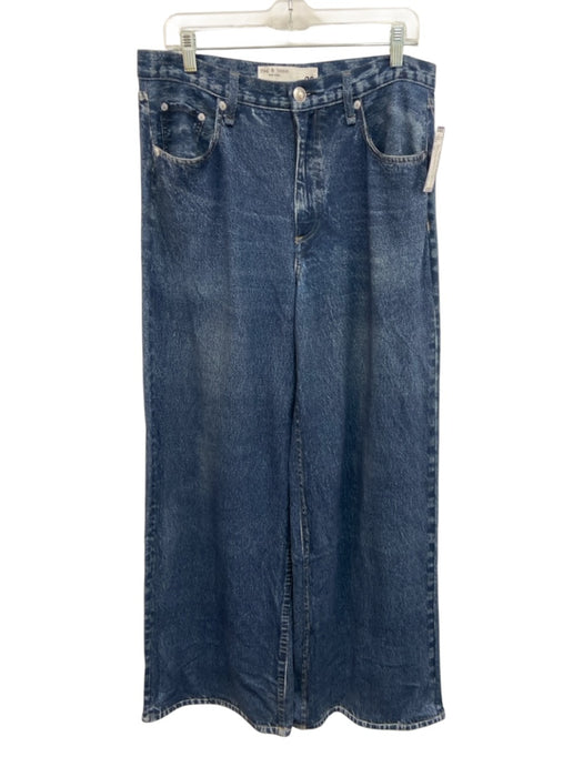 Rag & Bone Size 30 Blue Cotton Zip & Button Printed Pockets Pants Blue / 30