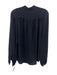 Theory Size M Black Silk Tie Neck Long Sleeve keyhole front Semi Sheer Top Black / M