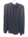 Theory Size M Black Silk Tie Neck Long Sleeve keyhole front Semi Sheer Top Black / M