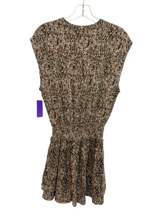 Rails Size M Brown Linen Blend Printed Button Front Mini Sleeveless Dress Brown / M