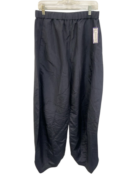 Tibi Size M Black Poly Blend Elastic Waist Wide Leg Pockets Pants Black / M