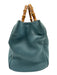 Gucci Blue Leather Bamboo Handle Magnetic Close Bag Blue