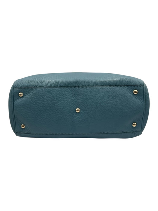 Gucci Blue Leather Bamboo Handle Magnetic Close Bag Blue