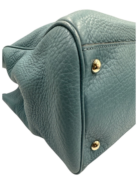 Gucci Blue Leather Bamboo Handle Magnetic Close Bag Blue