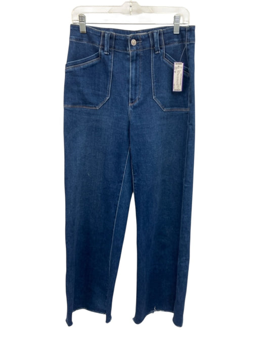 Paige Size 29 Dark Wash Cotton Blend Pockets Zip & Button Wide Leg Jeans Dark Wash / 29