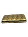 Bottega Veneta Gold Leather Snap Closure Woven Metallic Card Slots Wallets Gold