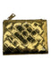 Bottega Veneta Gold Leather Snap Closure Woven Metallic Card Slots Wallets Gold