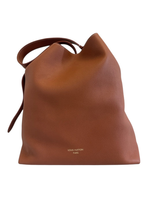 N Brown Leather Shoulder Bag Adjustable Strap Pouch Inc. Hook Closure Bag Brown / M