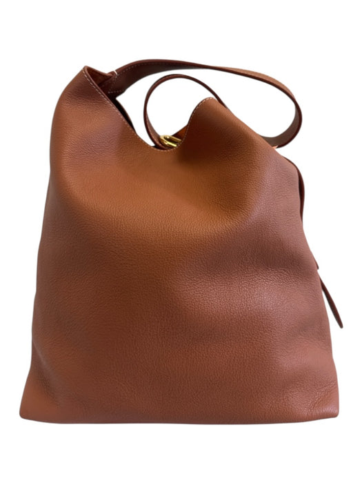 N Brown Leather Shoulder Bag Adjustable Strap Pouch Inc. Hook Closure Bag Brown / M