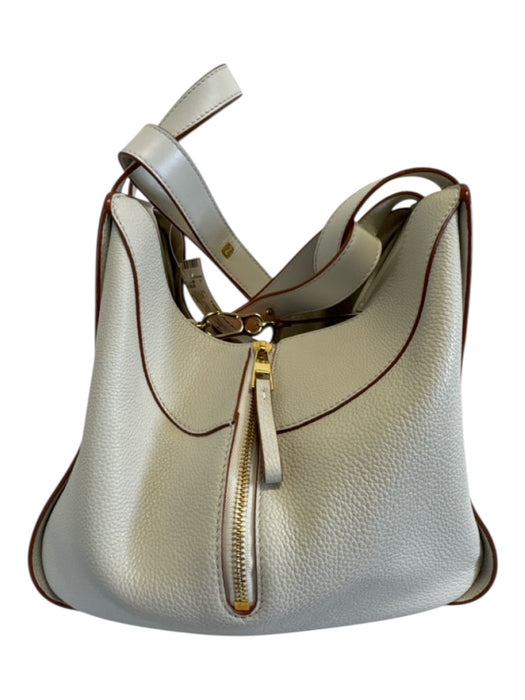 Loewe Ivory Calfskin Leather Zip & Hook Closure Shoulder Contrast Trim Bag Ivory / S
