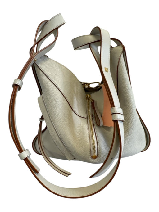 Loewe Ivory Calfskin Leather Zip & Hook Closure Shoulder Contrast Trim Bag Ivory / S