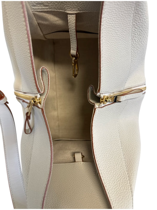 Loewe Ivory Calfskin Leather Zip & Hook Closure Shoulder Contrast Trim Bag Ivory / S