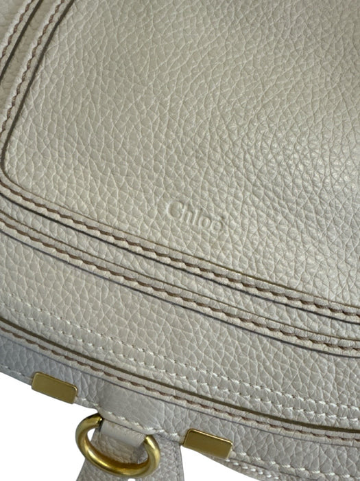 Chloe Beige Leather Zip Close Top Handle Goldtone Hardware Crossbody Bag Beige / M