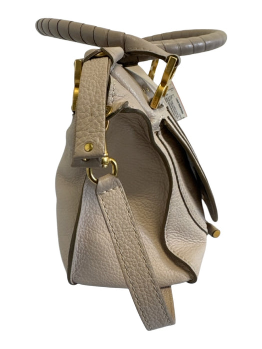 Chloe Beige Leather Zip Close Top Handle Goldtone Hardware Crossbody Bag Beige / M
