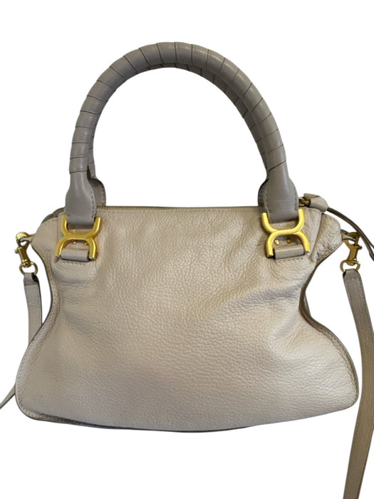 Chloe Beige Leather Zip Close Top Handle Goldtone Hardware Crossbody Bag Beige / M